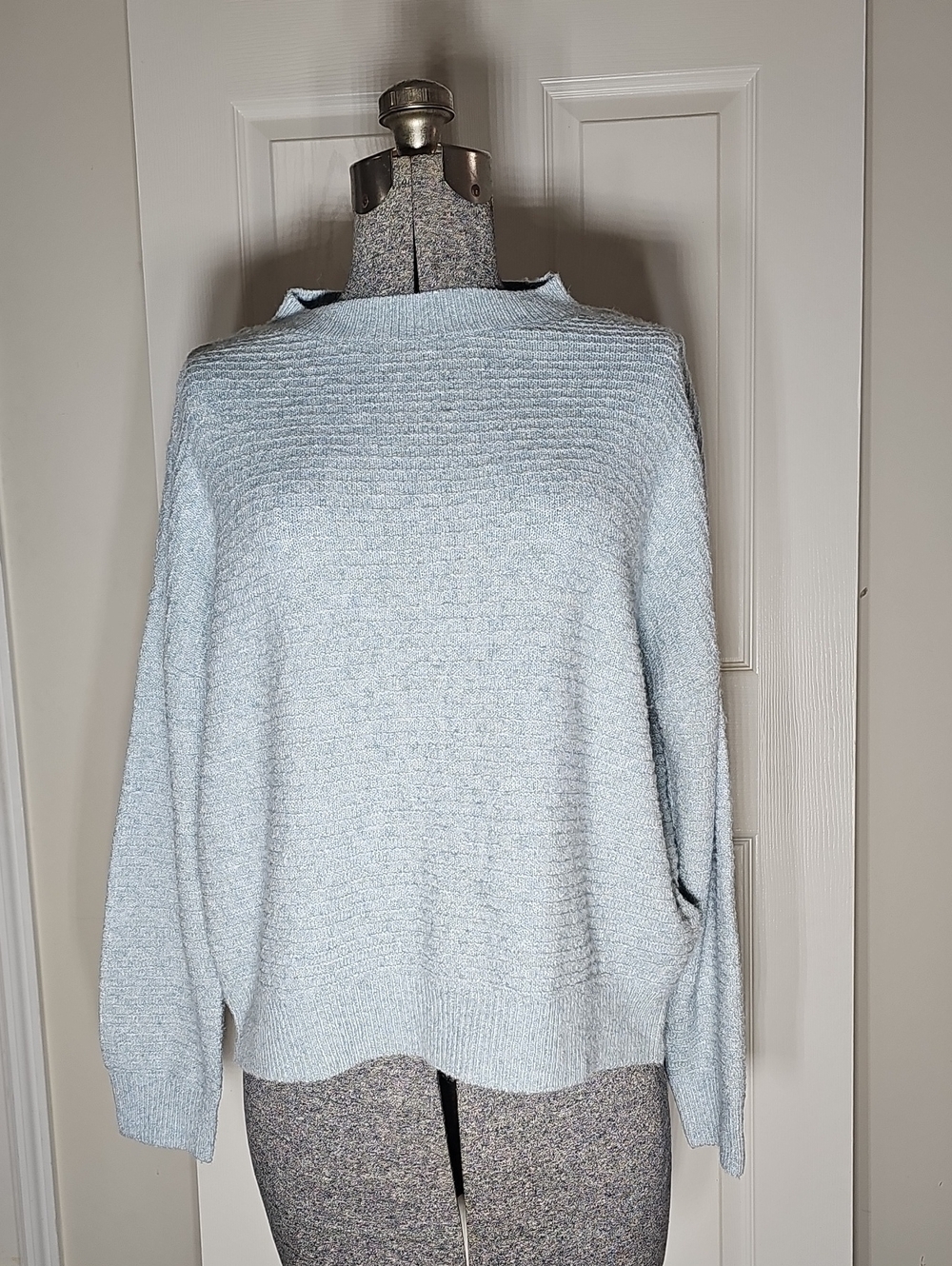 Vero Moda Light Blue Ribbed Knit Sweater Oversized Boxy Crewneck M